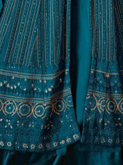 Odette Women Blue Faux Georgette Semi Stitched Kurta Set