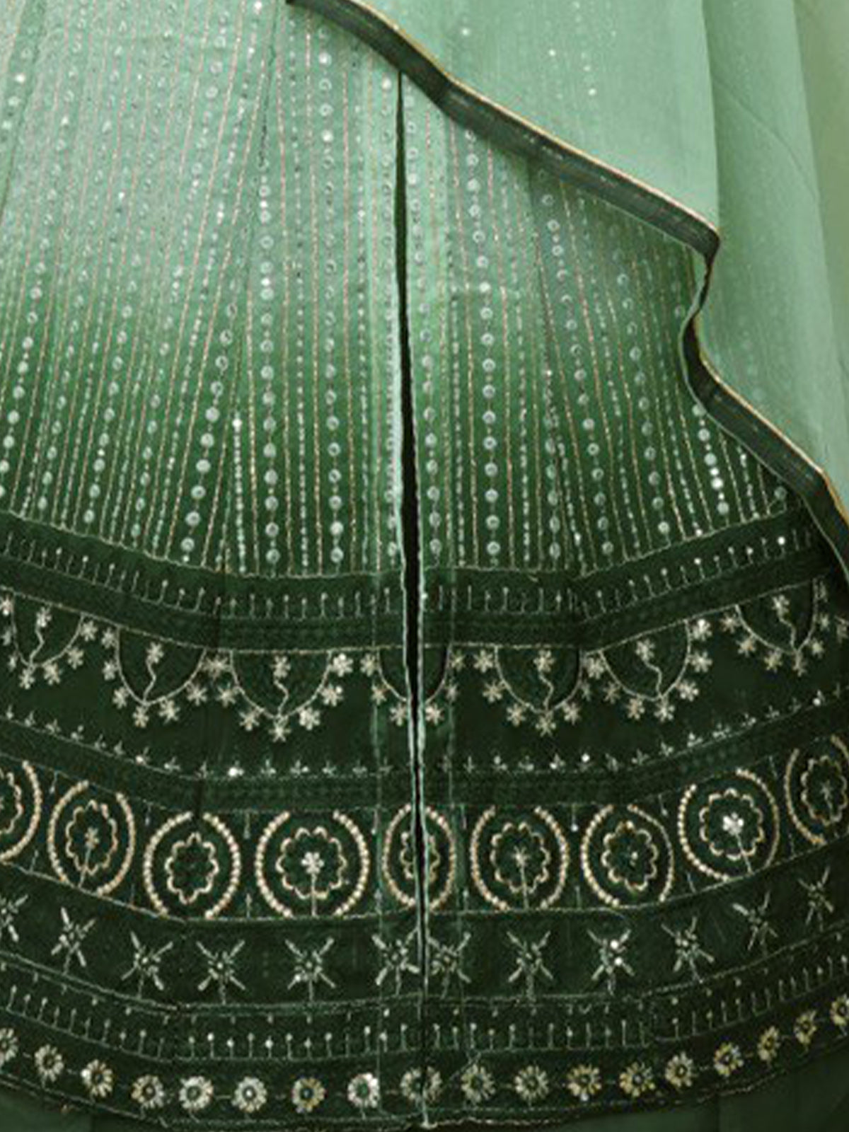 Odette - Green Embroidered Georgette Partywear Semi Stitched Anarkali Salwar Suit