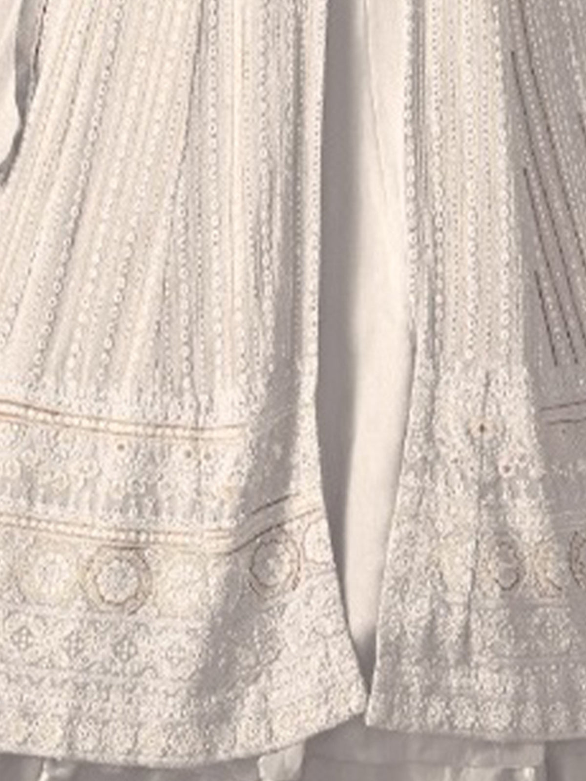 Odette Women White Faux Georgette Semi Stitched Kurta Set