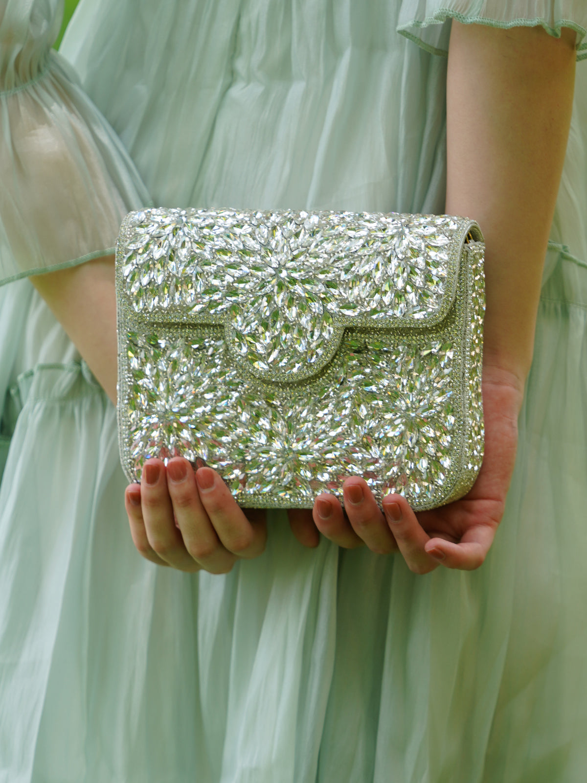 Silver embellished 2024 clutch bag