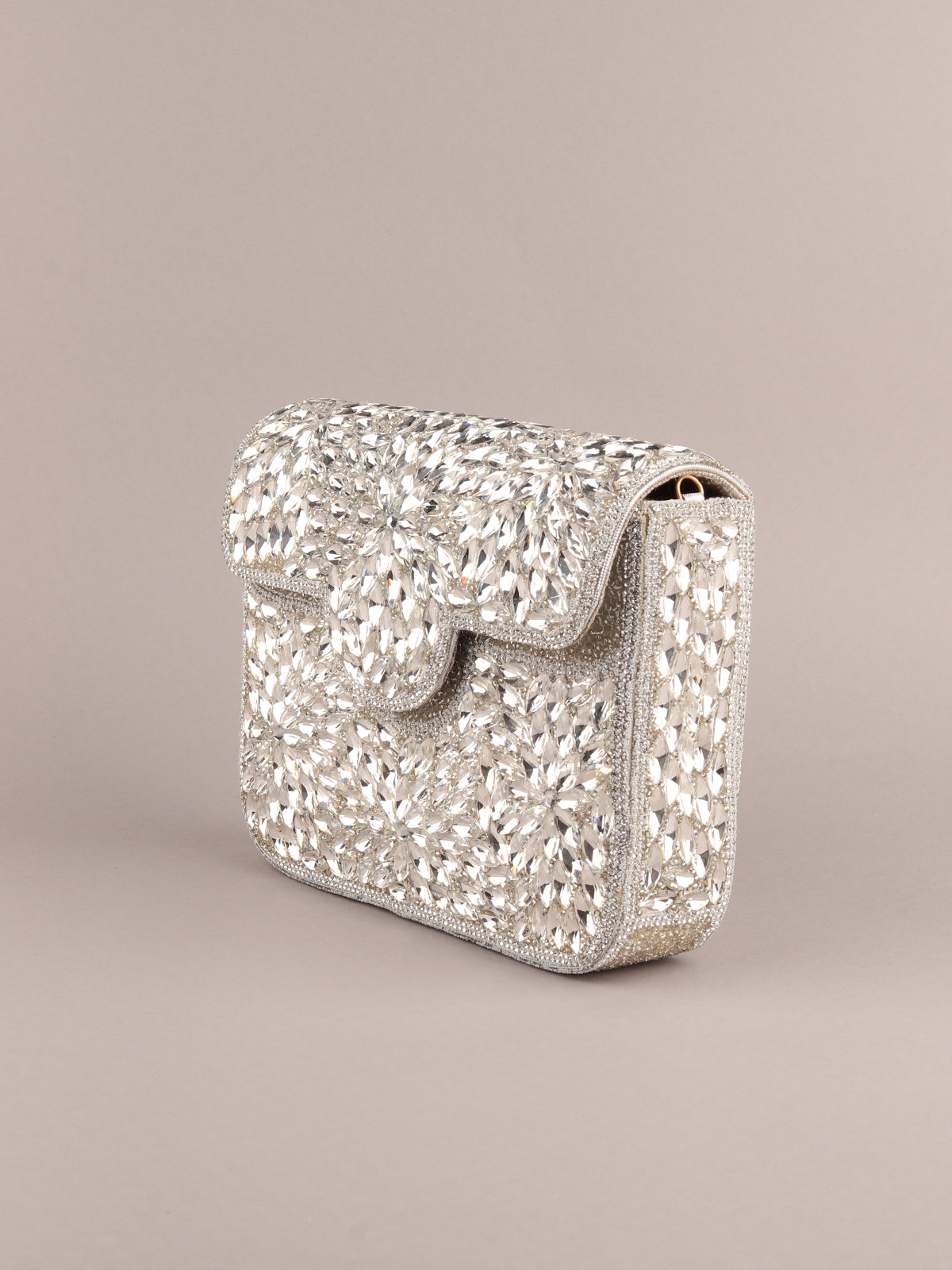 Silver discount embellished clutch