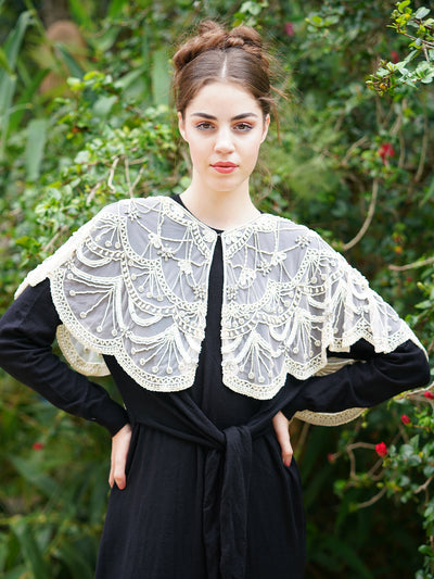 Odette Women The Glamorous Apricot Embroidered And Tasseled Cape