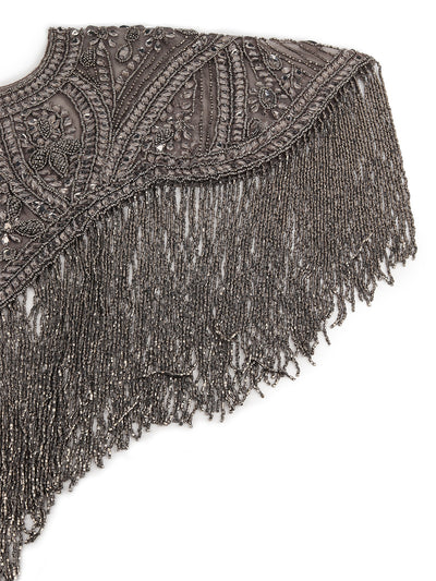 Odette Women The Glamorous Grey Embellished Cape