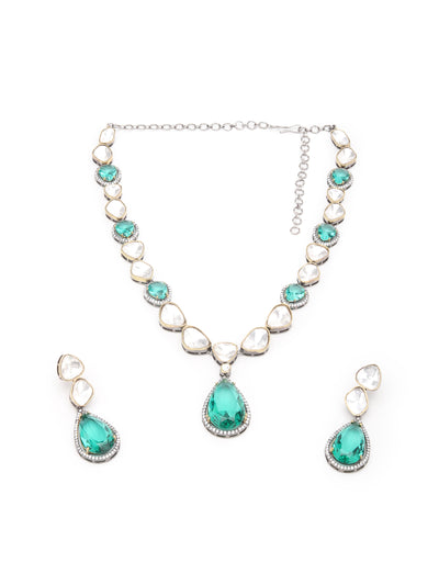 Odette Gold And Green Alloy Jewellery Set For Women