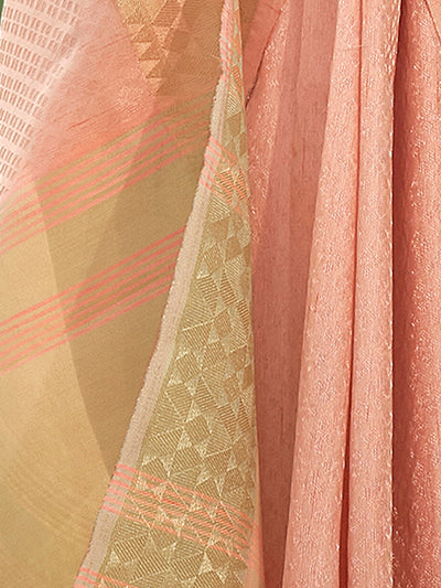 Odette Peach Linen Tissue Saree for Women With Unstitched Blouse