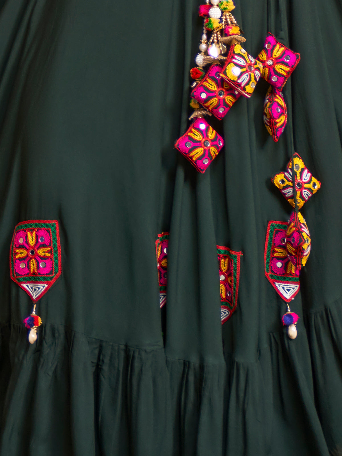 Green Viscose Rayon Embroidered  Stitched Lehenga Choli