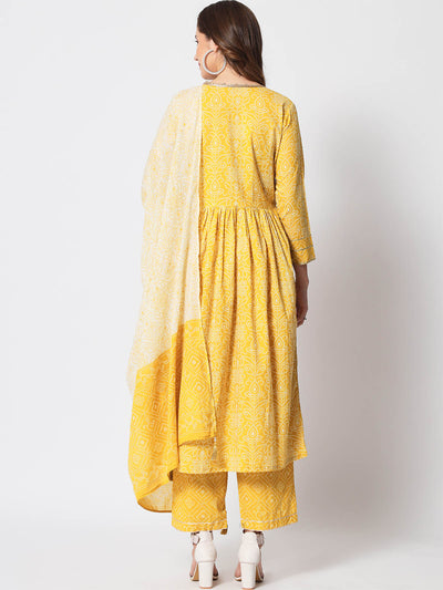 Odette - Beautiful Yellow Cotton Printed Stitched Kurta Set