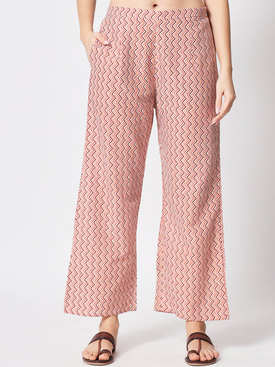 Odette - Stunning Maroon Cotton Printed Stitched Pant