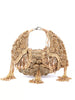 Odette Gold Embellished Clutch With Tassels For Women