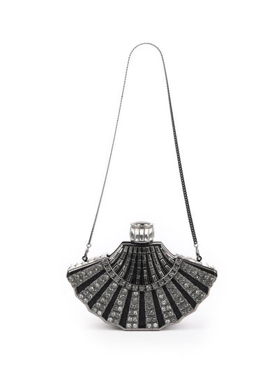 Odette Metallic Grey Metal Clutch For Women