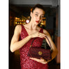Odette Maroon Embellished Clutch For Women