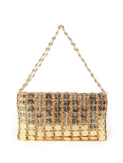 Odette Golden Metal Clutch For Women