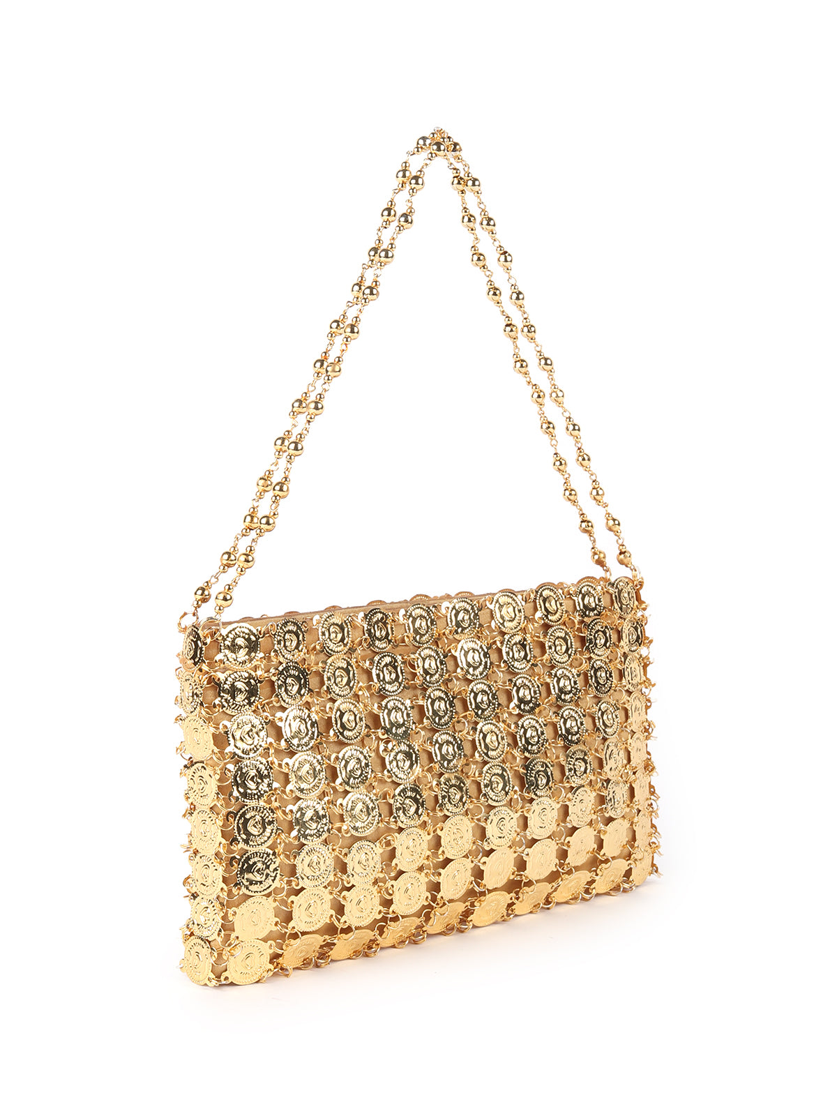 Odette Golden Metal Clutch For Women