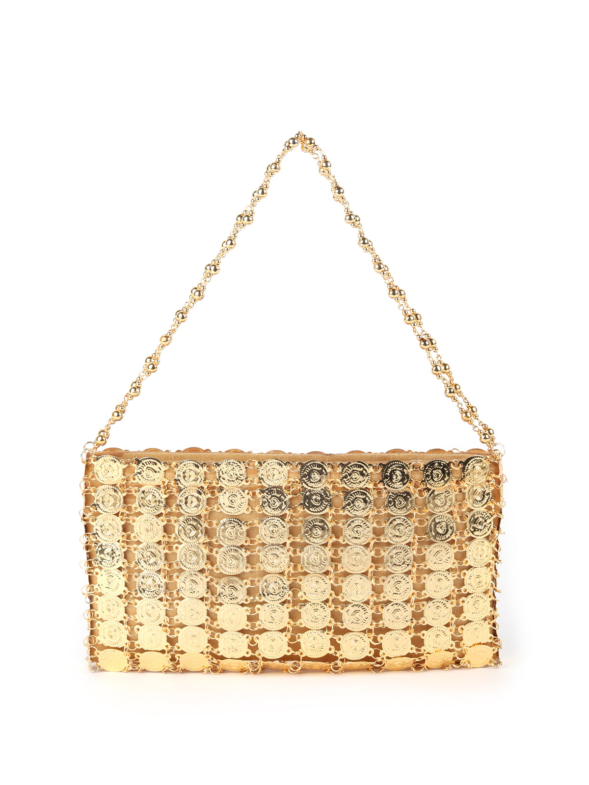 Odette Golden Metal Clutch For Women