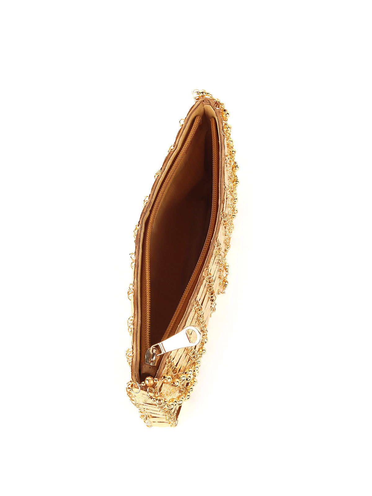 Odette Golden Metal Clutch For Women