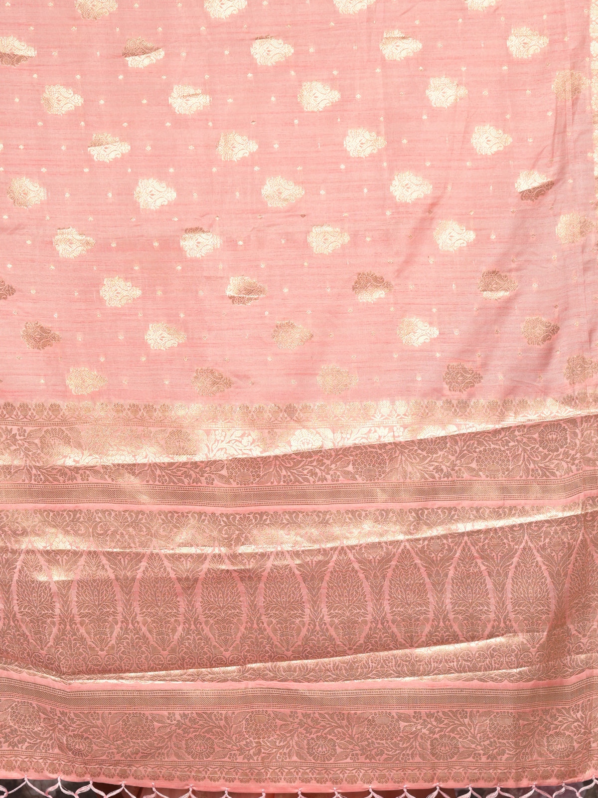 Odette Light Pink Woven Silk Blend Saree With Unstitched Blouse For Women