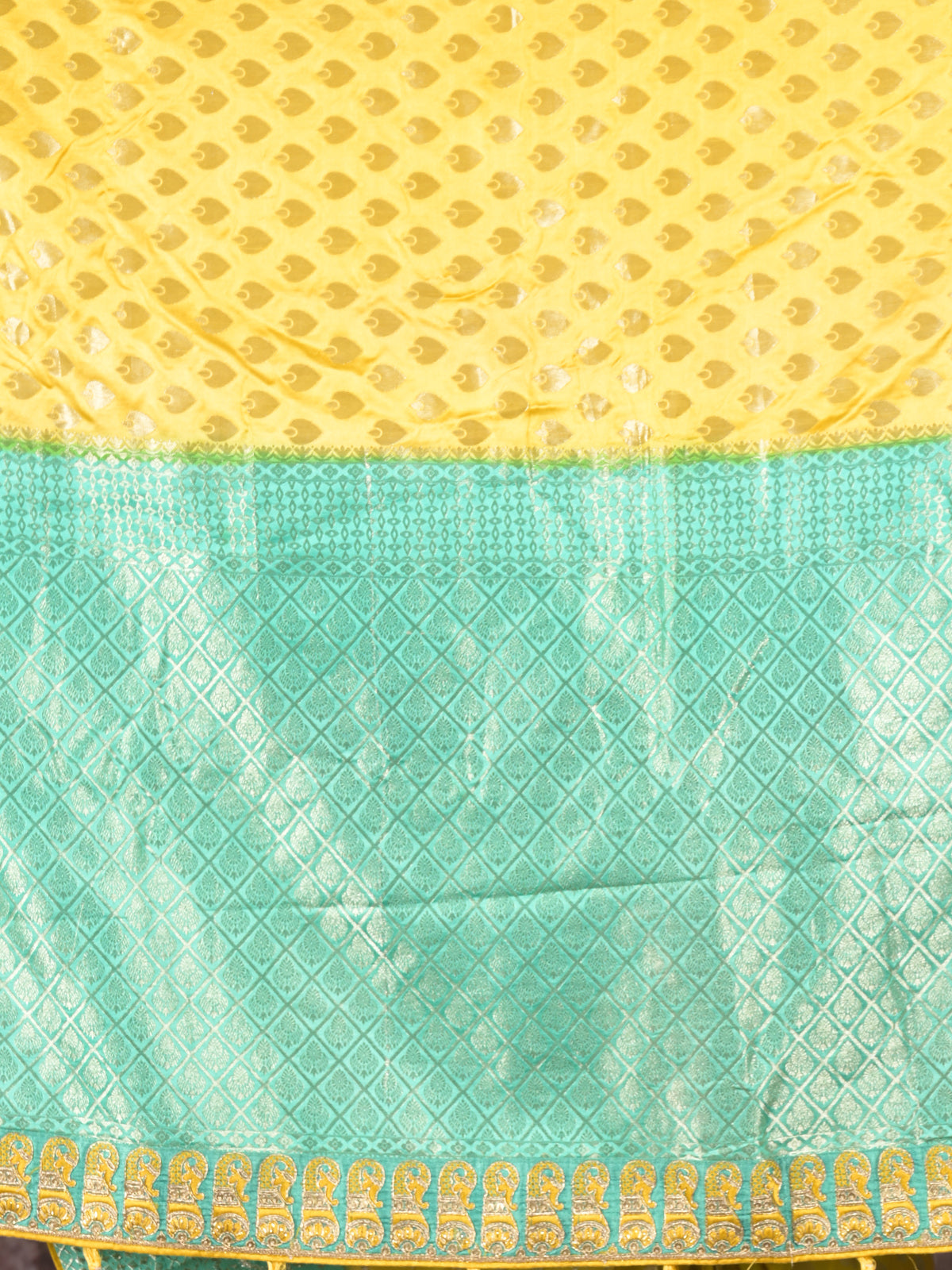 Odette Yellow Banarasi Silk Embroidered Woven Saree with Unstitched Blouse for Women