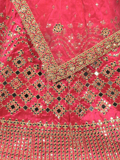 Odette Magenta Embroidered Semi Stitched Lehenga Set With Dupatta And Unstitched Blouse For Women