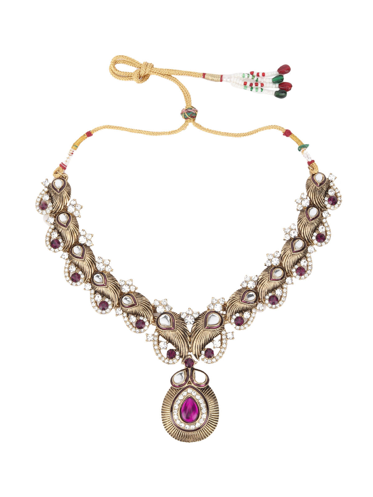 Odette Purple And Gold Choker Necklace Set For Women