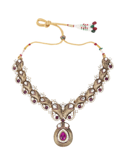 Odette Purple And Gold Choker Necklace Set For Women