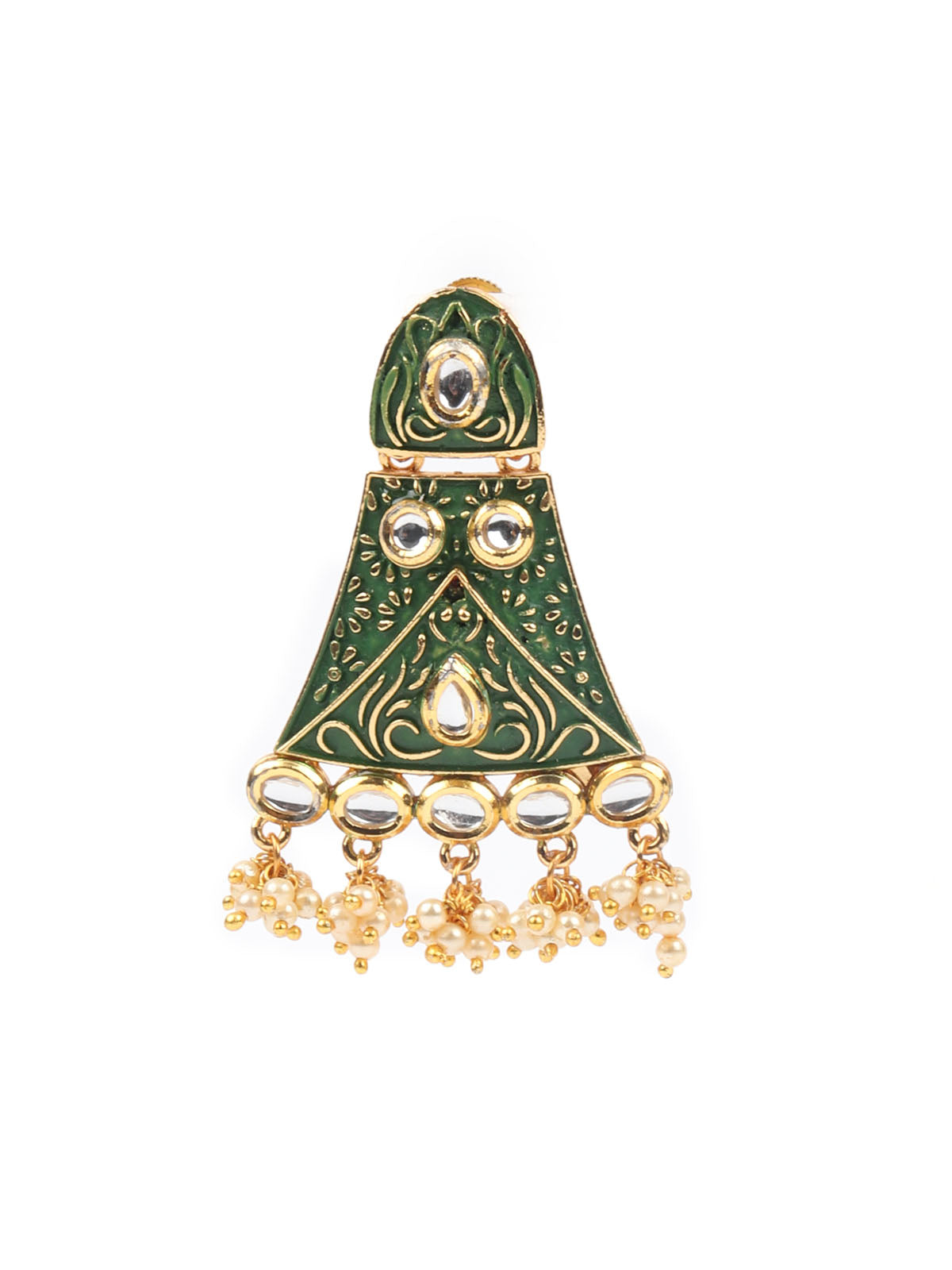 Odette Green Meenakari Dangler Earring For Women