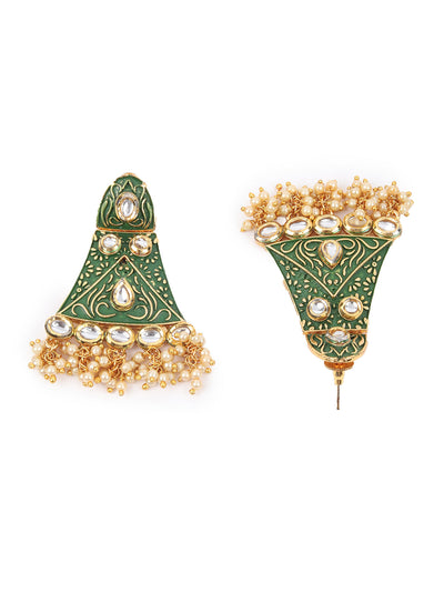 Odette Green Meenakari Dangler Earring For Women