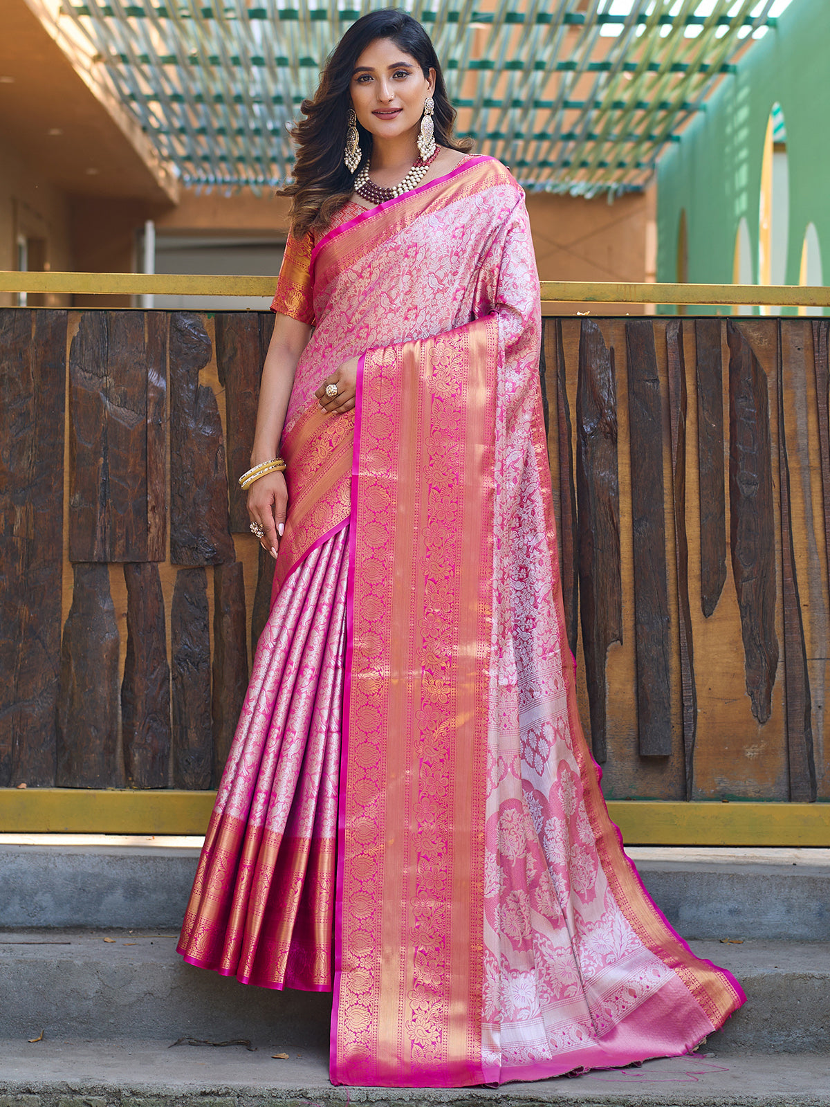 Baby Pink Kanchipuram Silk Saree | Imainila