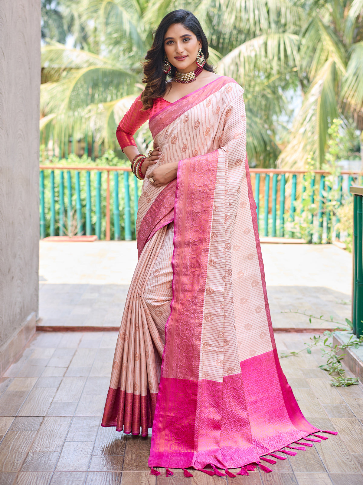 Buy Off White Viscose Silk Saree online-Karagiri