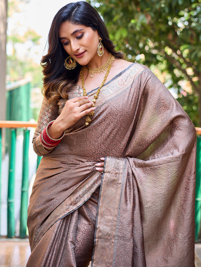 Latest Brown Colour Soft Silk Saree With Blouse | Cotton saree designs,  Glamour clothing, Soft silk sarees