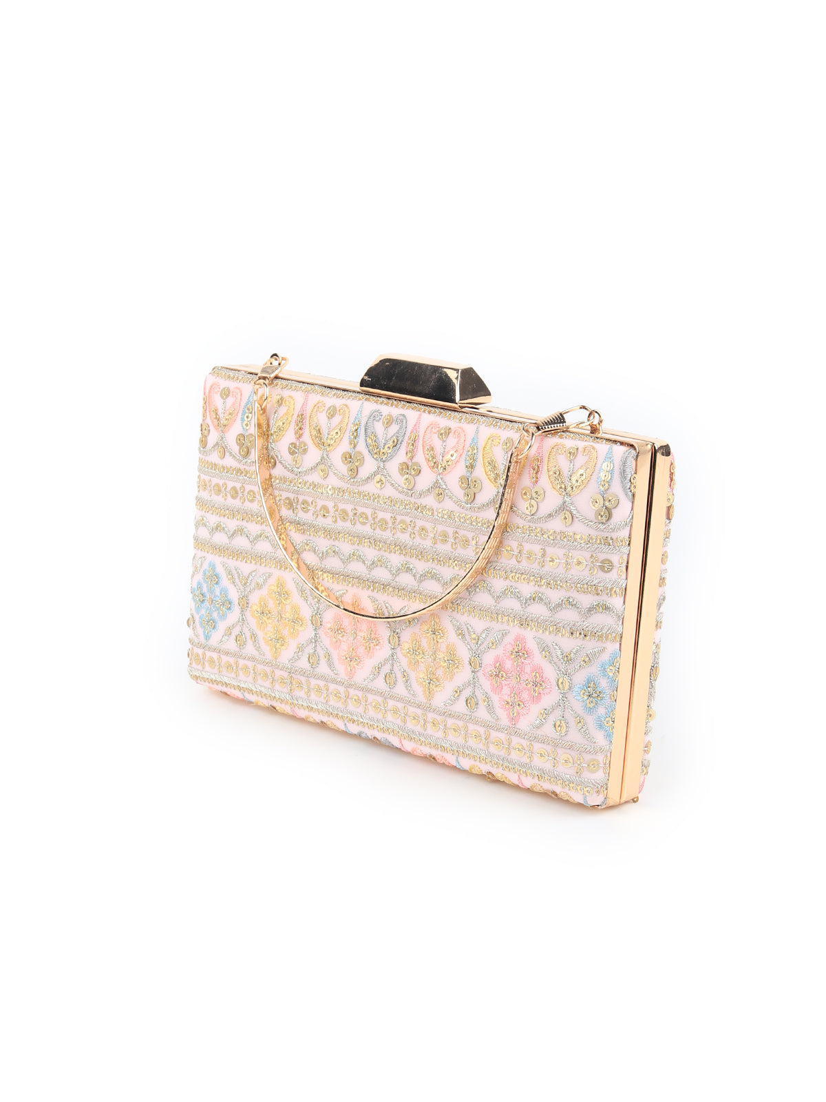 Odette Women Pink Embroidered Party Clutch