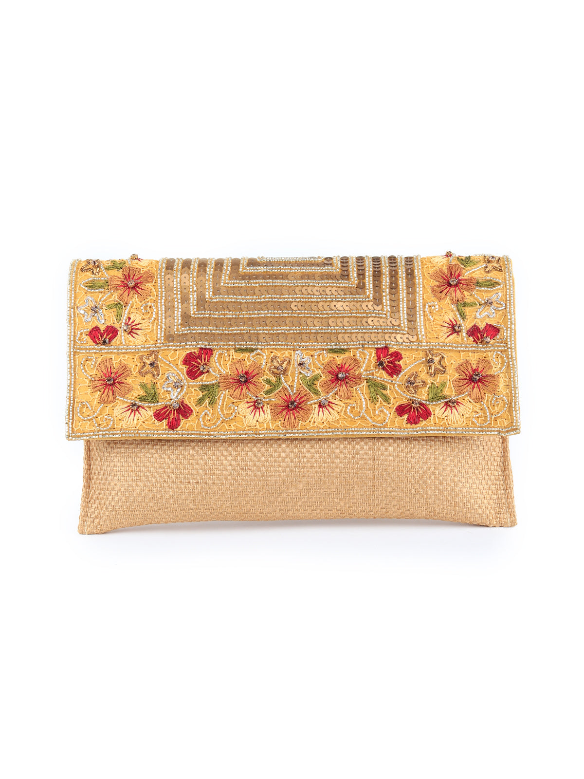 Odette - Golden Embroidered Party Clutch Bag