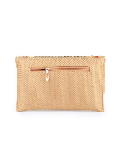 Odette - Golden Embroidered Party Clutch Bag