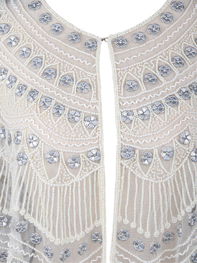 Odette Women Tasseled Grandeur- The White Lace Embroidered Cape