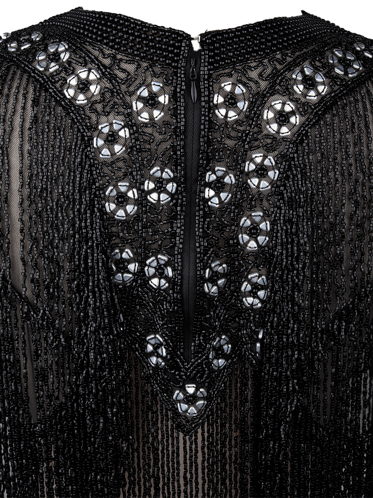 Odette Women Tasseled Grandeur- The Black Beads Tasseled Cape