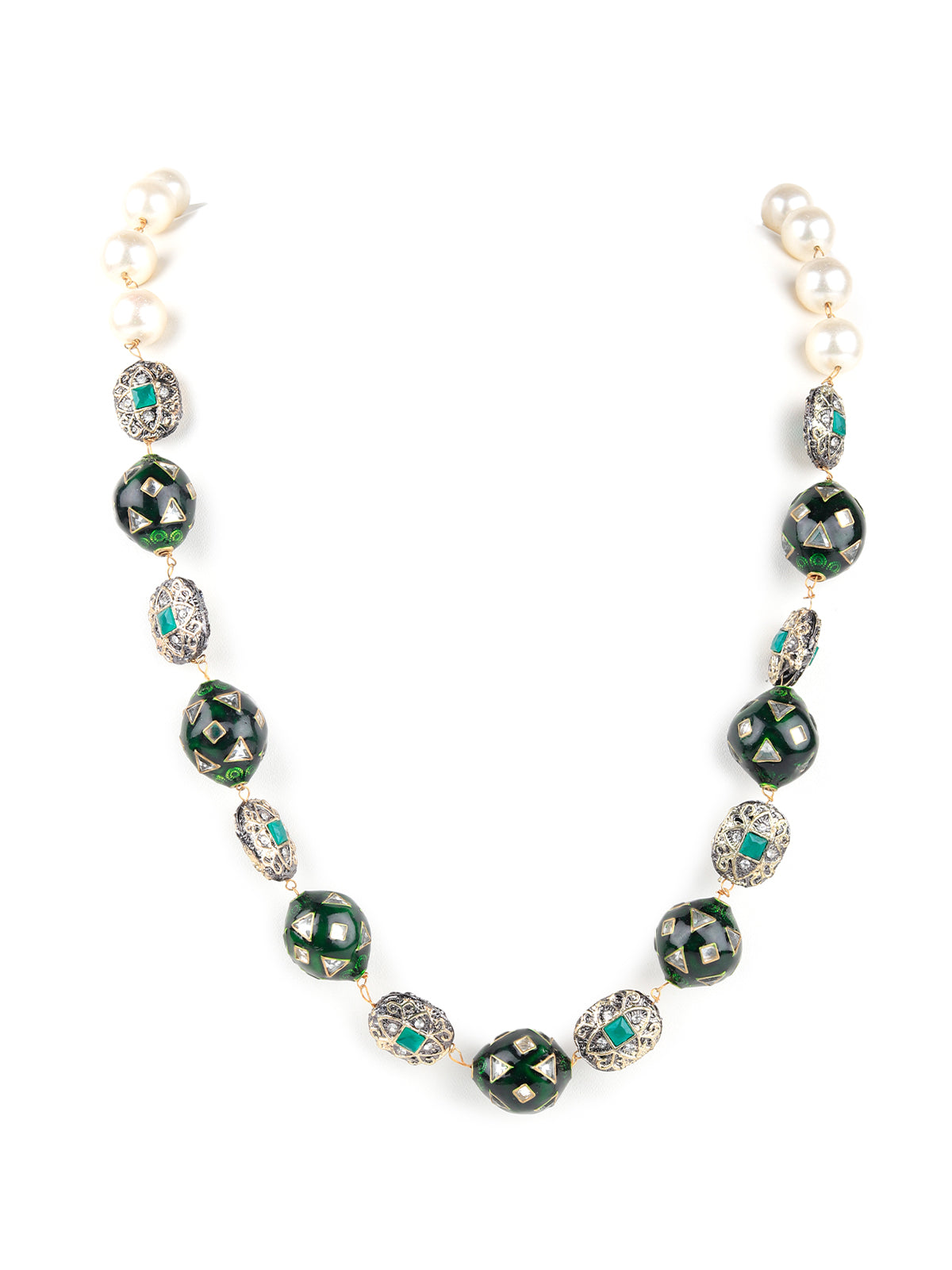 Odette Women Dark Green Mixed Beads Necklace