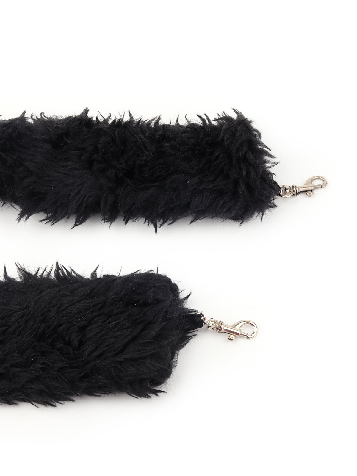 Odette Women Black Soft Fur Handle Beads Bag