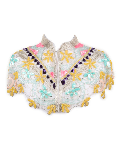 Odette Women Transformative Pieces- The Multicolor Sequins And Beads Cape