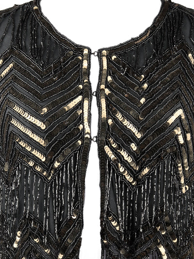 Odette Women Transformative Pieces- The Black And Gold Sequins Cape