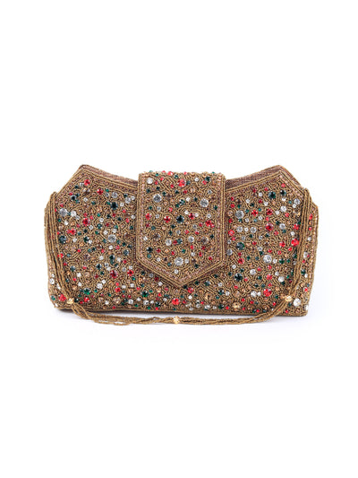 Odette - Golden Gems Encrusted Clutch Bag