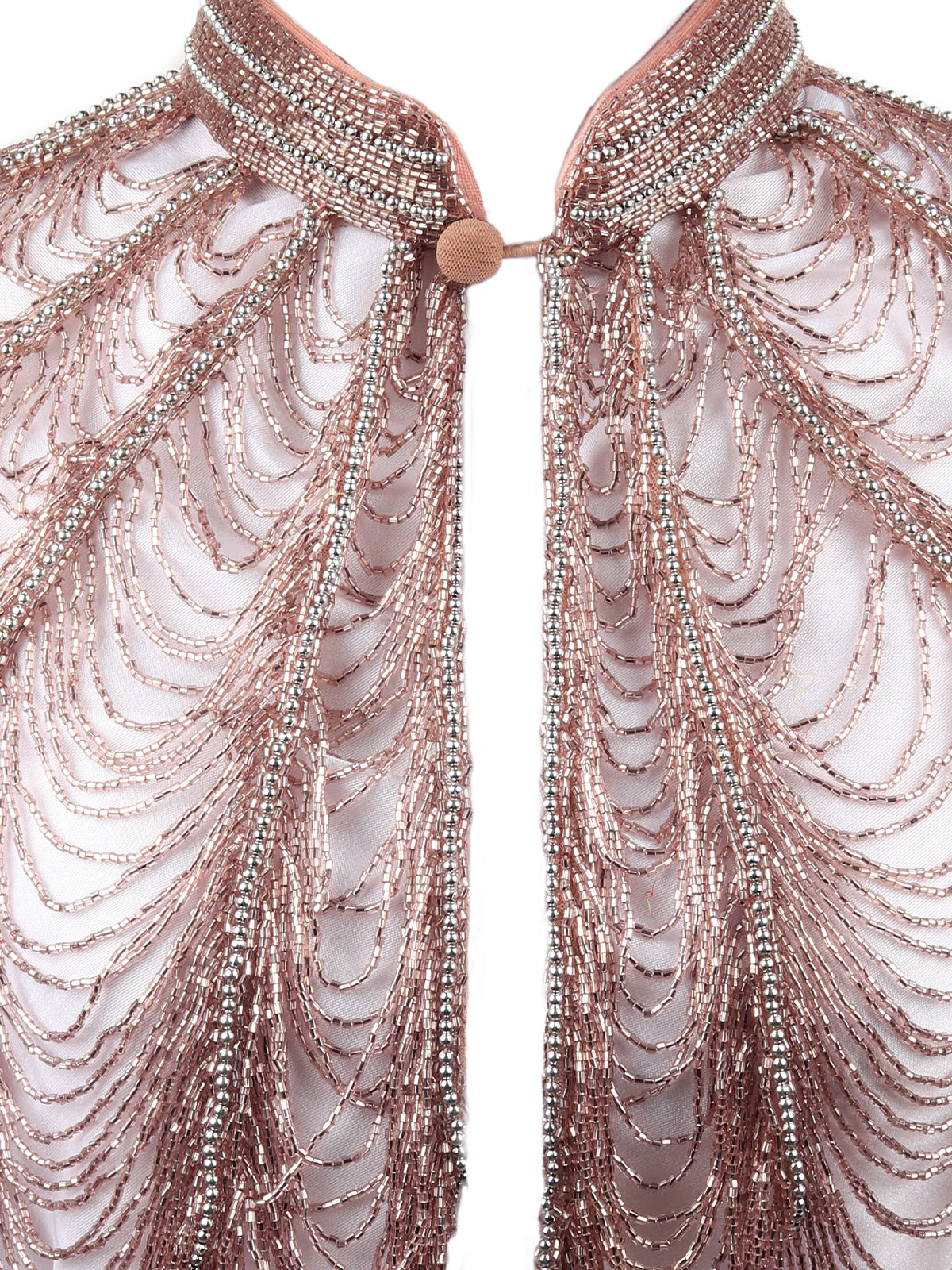 Odette Women Tasseled Grandeur- The Pink Beads Tasseled Cape