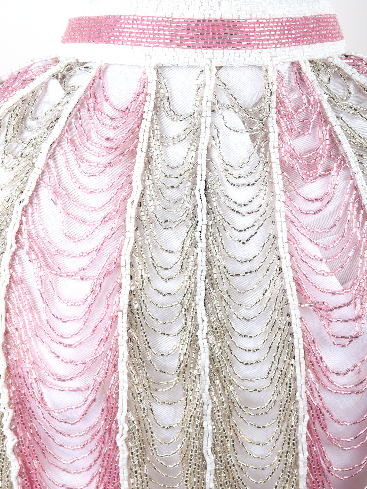 Odette Women Tasseled Grandeur- The Pink And White Beads Tasseled Cape