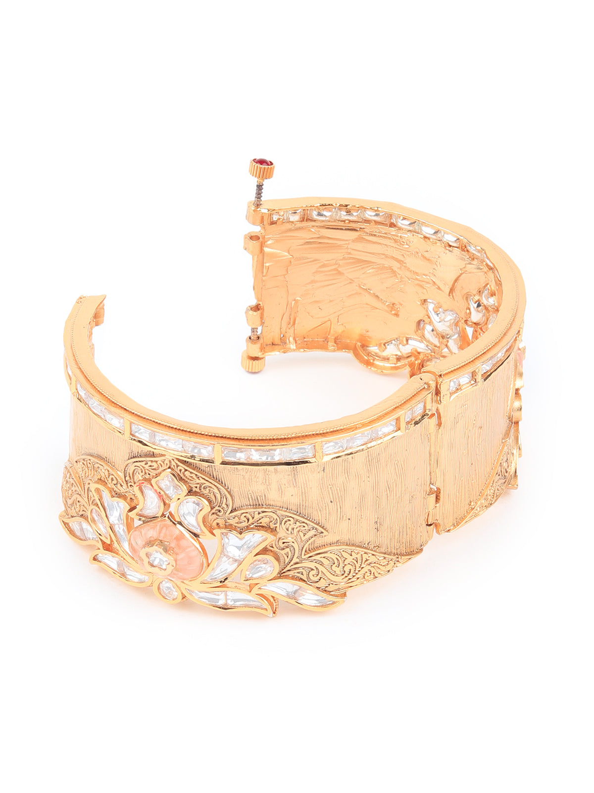 Odette Women Stylish White Stone Studded Gold Bracelet