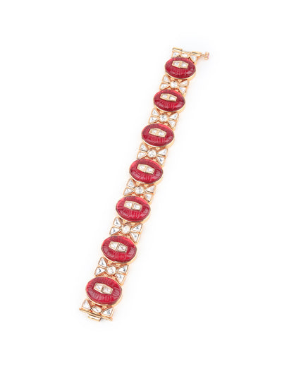 Odette Women Stylish Red And Golden Bracelet