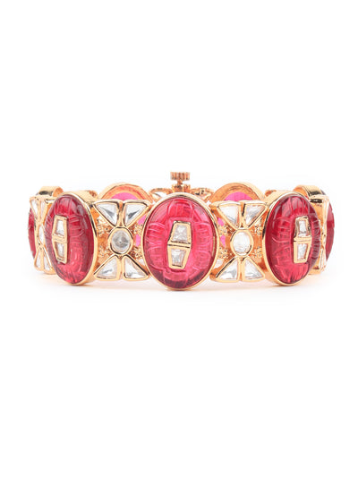 Odette Women Stylish Red And Golden Bracelet