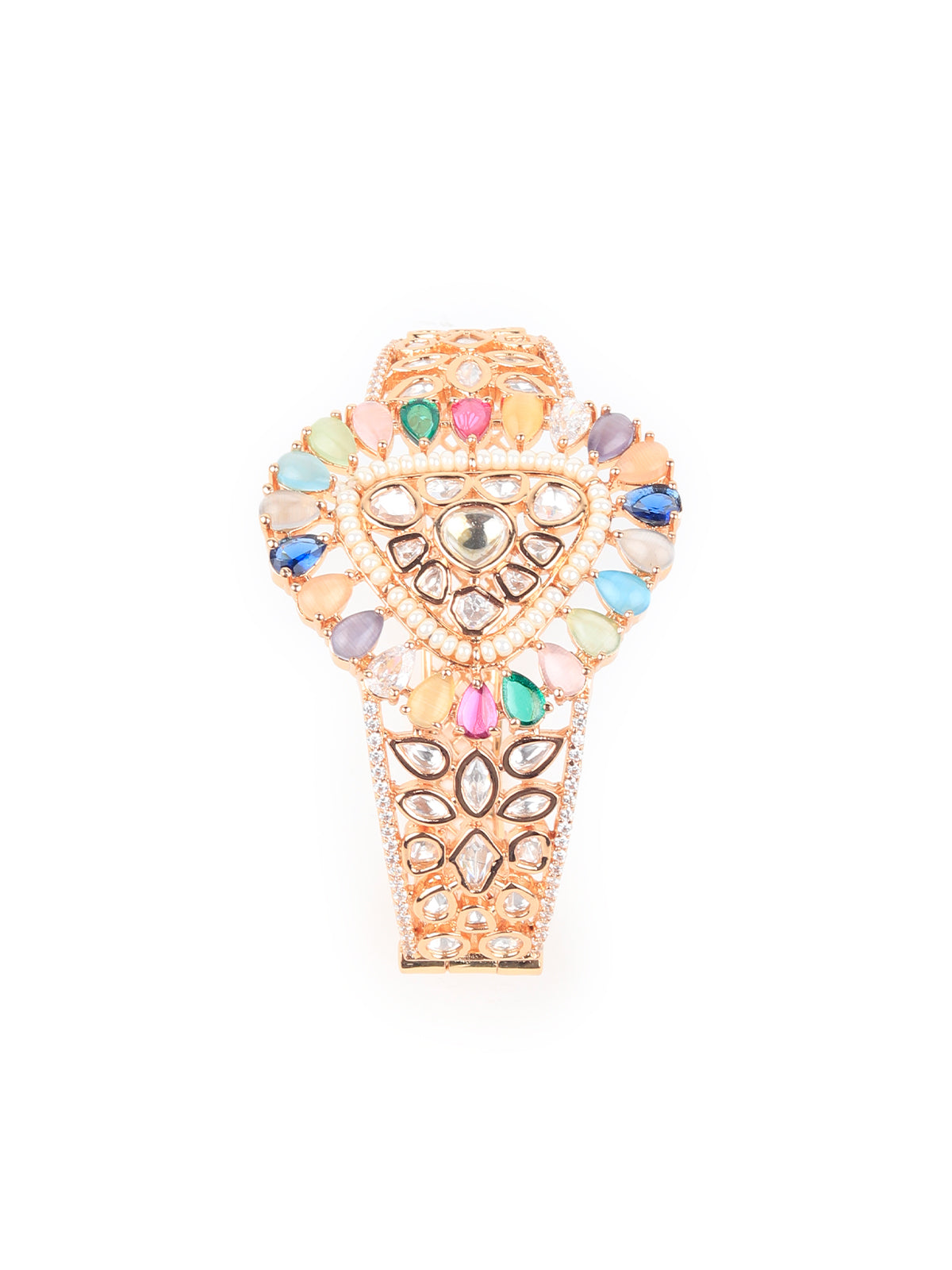 Odette Women Stylish Multicolor Stone Studded Gold Bracelet