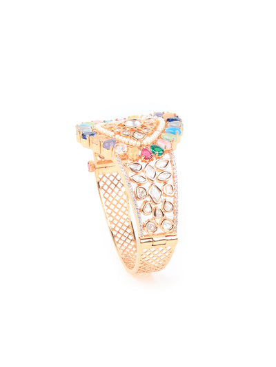 Odette Women Stylish Multicolor Stone Studded Gold Bracelet