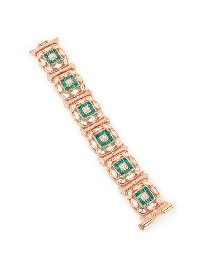 Odette Women Stylish Green And Golden Bracelet