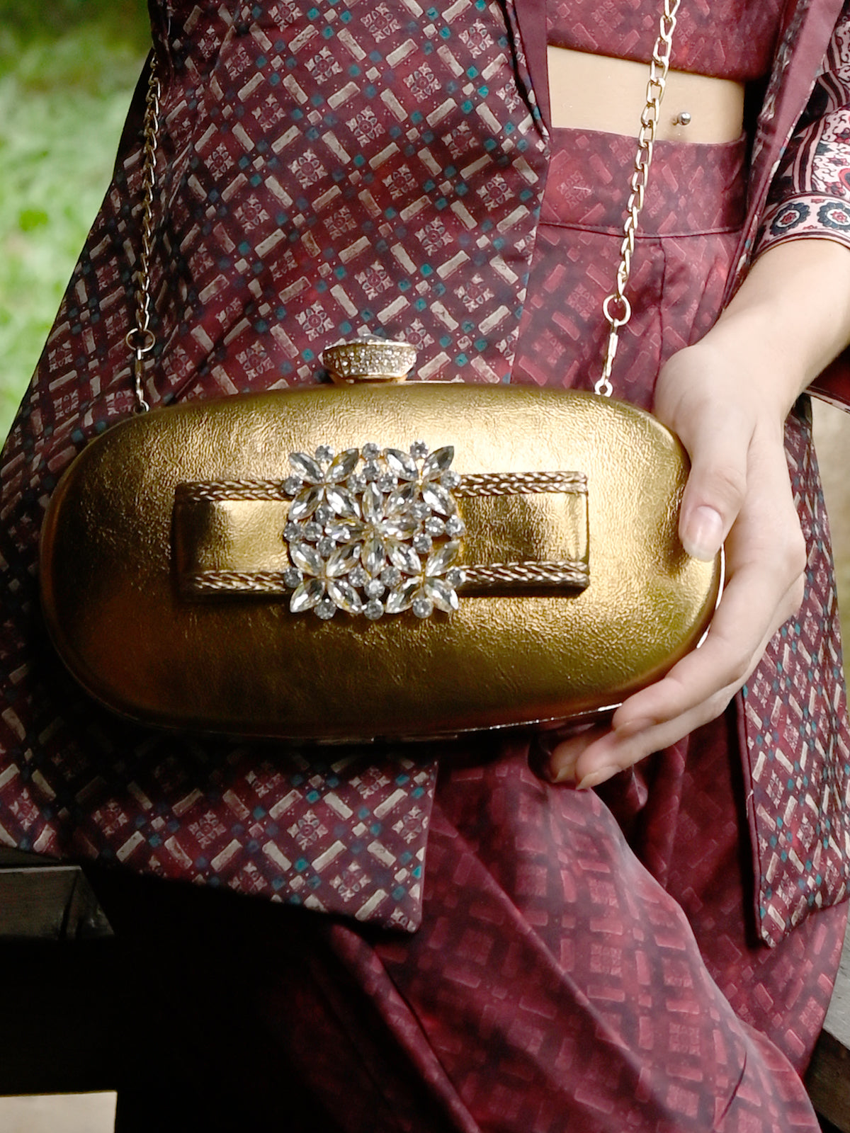 Gold Structured Clutch Bag