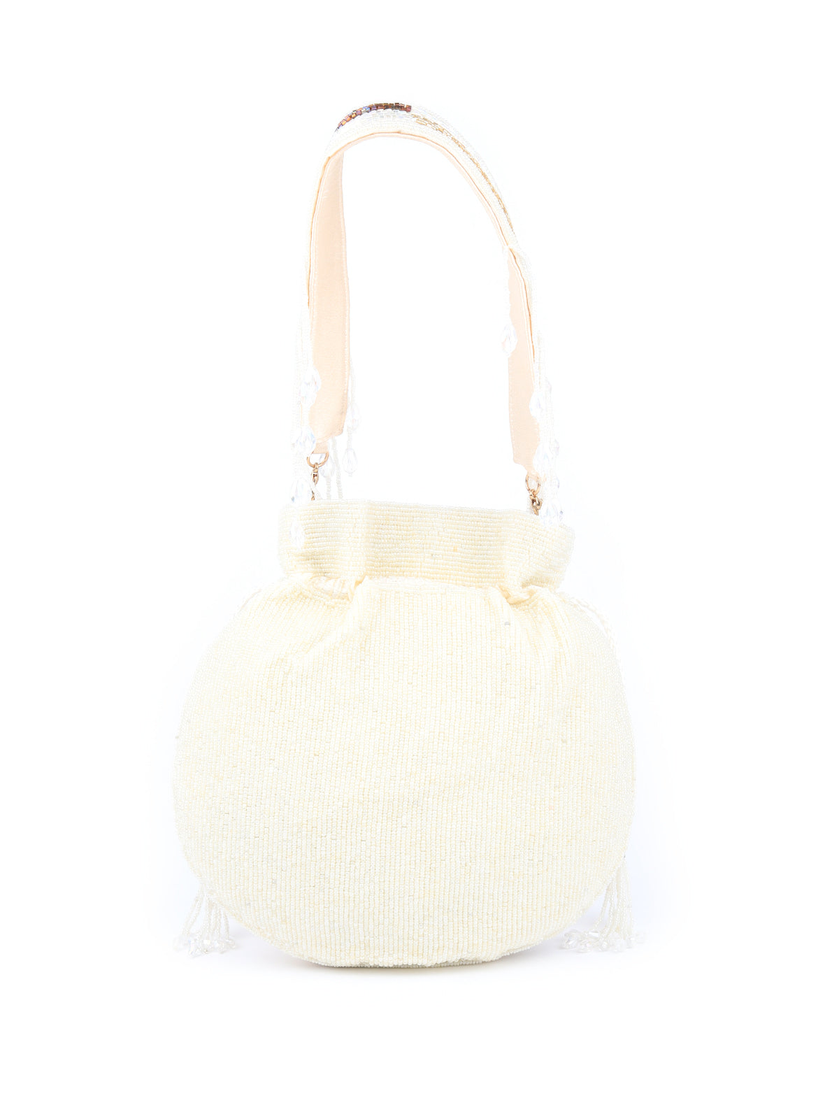 Odette Women Apricot Sequins Embellished Potli Bag