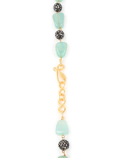 Odette Women Sea Green And Black Mixed Beads Necklace